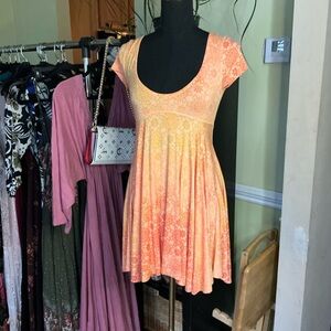 Free People Floral Orange Women's Baby Doll Dress